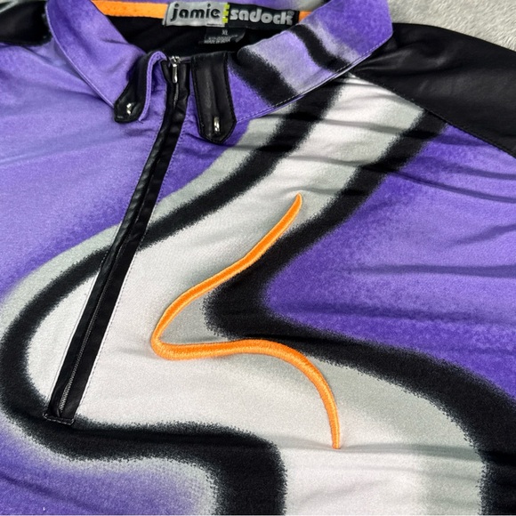 Jamie Sadock 1/4 Zip Womens XL Purple Orange Black Swirl Golf Performance Top - Picture 8 of 15